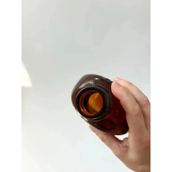 Vintage Dark Browl Glass Log Cabin Syrup Bicentennial Glass Container with Top - Picture 10 of 10